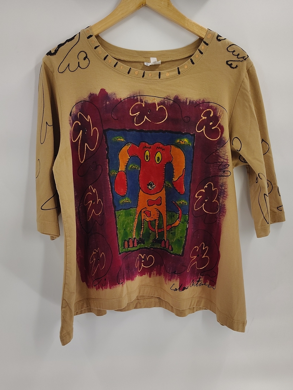 Colors Artwear Carlos Arturo Painted Dog Trapeze Tee Table OS Cotton